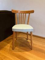 Retro stoel - jaren 50-60- hout met skai bekleding, Huis en Inrichting, Stoelen, Ophalen, Gebruikt, Blauw, Jaren 50-60