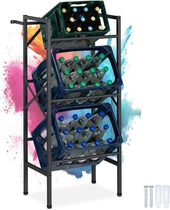 krattenrek voor 3 kratten - 109x49x32 cm, tot 450 kg - staal, Doe-het-zelf en Verbouw, Kratten en Dozen, Nieuw, Krat, Minder dan 35 cm