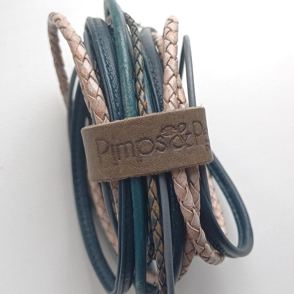 Lederen set armband / ketting van Pimps and pearls, Verzenden