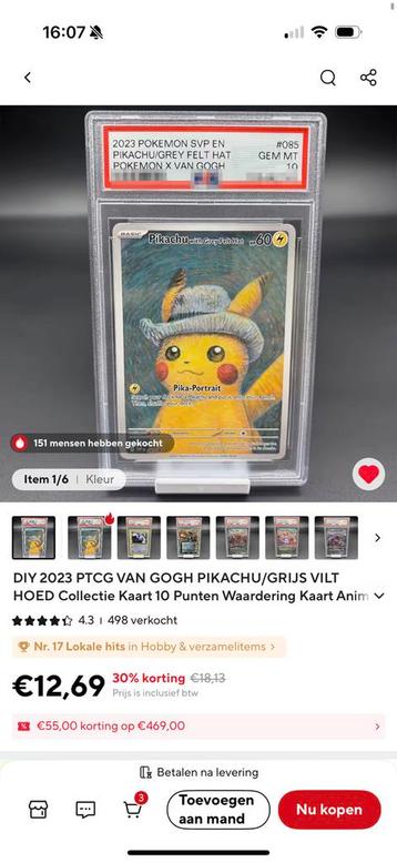 LET OP - NEP PIKACHU GOGH PSA 10 KAARTEN  beschikbaar voor biedingen