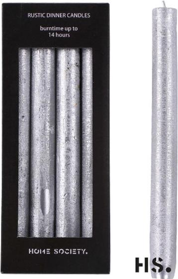 Home Society rustic dinner kaars zilver 2.5 x 25 cm beschikbaar voor biedingen