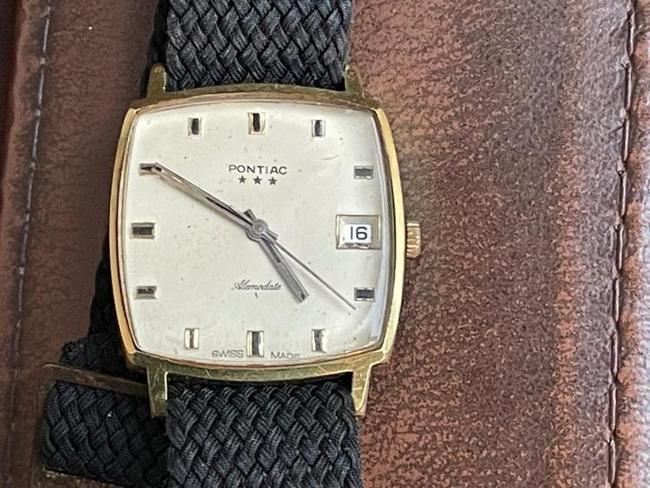 werkend  OPWINDHORLOGE PONTIAC met datum - WD014, Sieraden, Tassen en Uiterlijk, Horloges | Antiek, Polshorloge, Overige merken