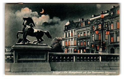 Luik, Liége, Le dompteur et les Terrasses Liégeoises, Verzamelen, Ansichtkaarten | Buitenland, Gelopen, België en Luxemburg, Voor 1920