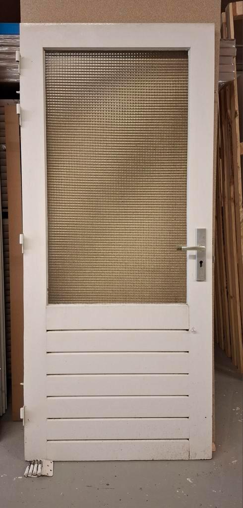 Achterdeur met draadglas en driepuntsluiting, Doe-het-zelf en Verbouw, Deuren en Horren, Gebruikt, Buitendeur, 215 cm of meer