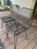 2 Zwarte Metalen Eetkamerstoelen, Ophalen, Gebruikt, Twee, Zwart