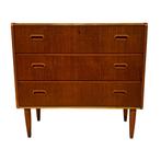 Vintage Deense Ladekast Kastje Jaren 60 Teak Fineer, Vintage, Gebruikt, Vintage, 3 of 4 laden