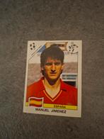 Panini sticker WK 90 Italia. Speler Manuel Jimenez Spanje., Verzenden, Zo goed als nieuw, Sticker