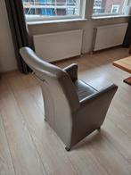 4 Bruin leren stoelen met wieltjes, Gebruikt, Bruin, Leer, Ophalen of Verzenden