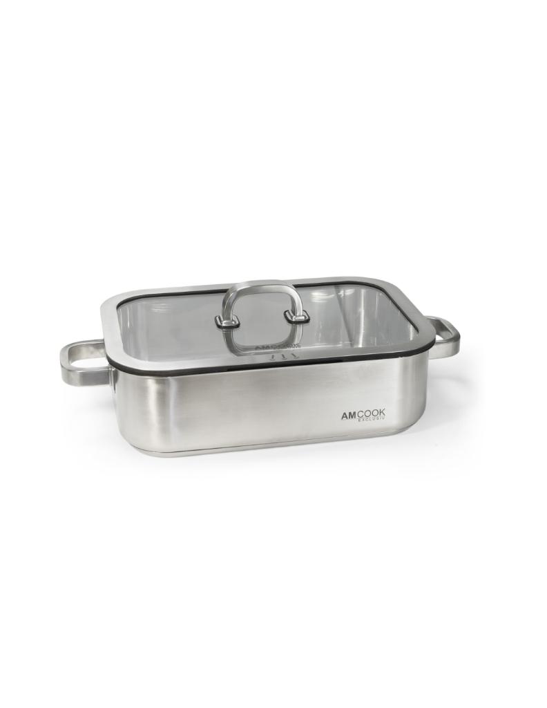 AMCook Braadslede 35x24x10 cm, Huis en Inrichting, Nieuw, Ophalen of Verzenden, Rvs, Keramische plaat