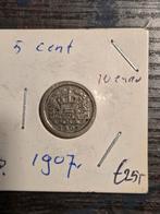 5 Cent 1907 - Koningin Wilhelmina, Postzegels en Munten, Munten | Nederland, Ophalen of Verzenden, Koningin Wilhelmina, 5 cent