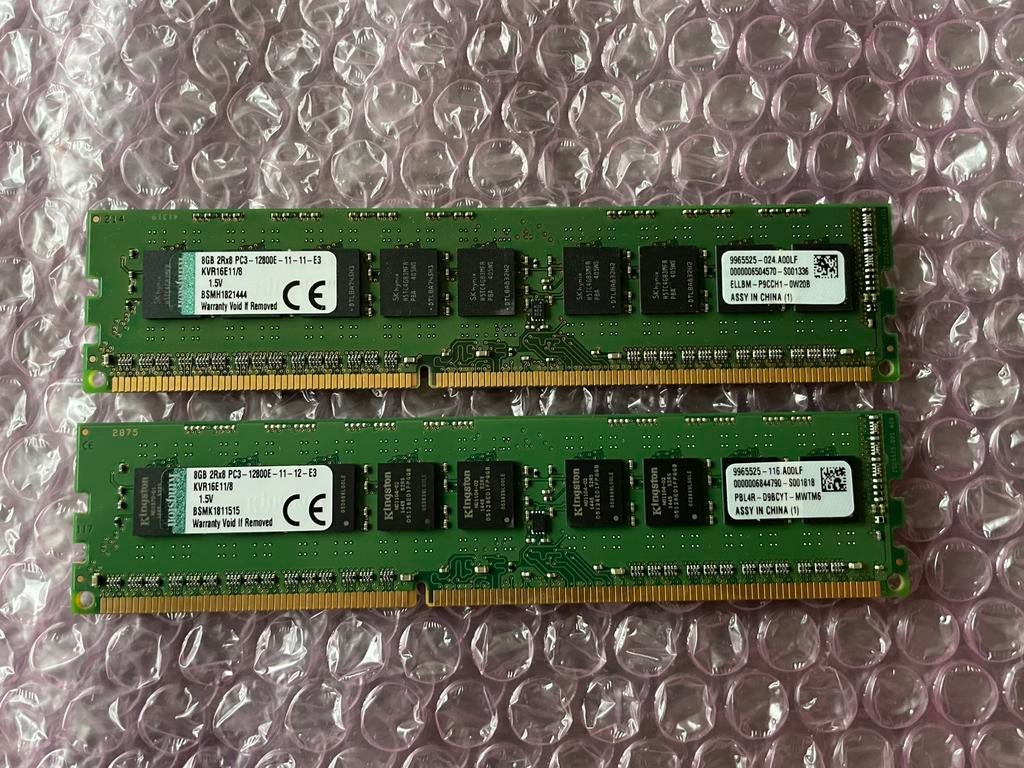 16GB (2x8GB) DDR3 ECC Unbuffered, Ophalen of Verzenden, Zo goed als nieuw, DDR3, 16 GB