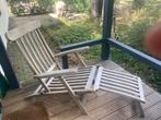 Teakhouten deck chair 2x, Tuin en Terras, Tuinstoelen, Ophalen, Zo goed als nieuw, Teakhout, Inklapbaar