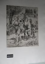 ETS MEISJE MET PAARD * Geen Lijst *, Antiek en Kunst, Kunst | Etsen en Gravures, Verzenden