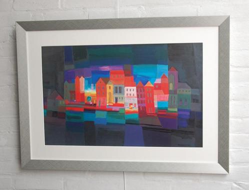 Ton Schulten schilderij stadsgezicht., Huis en Inrichting, Woonaccessoires | Schilderijen, Tekeningen en Foto's, Schilderij, Ophalen