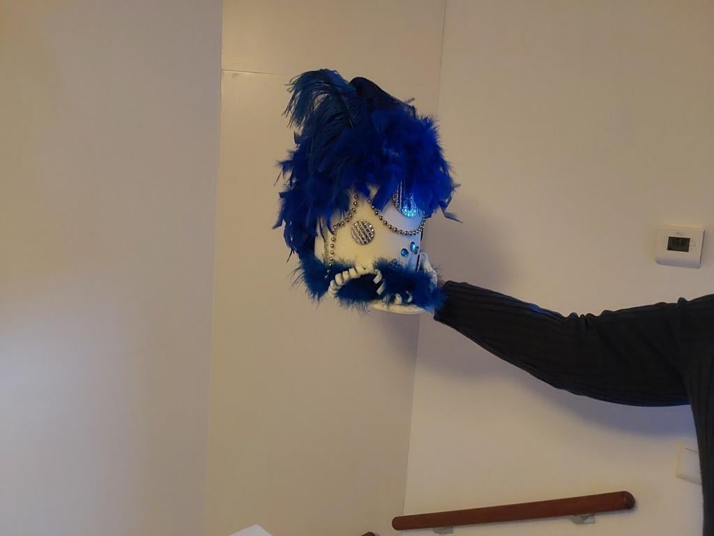 Carnavals hoeden met blauwe veren, Ophalen, Zo goed als nieuw, Feestartikel, Carnaval