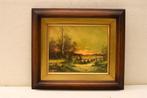 Schilderij Van Een Herder Met Zijn Schapen 45587, Huis en Inrichting, Woonaccessoires | Schilderijen, Tekeningen en Foto's, Minder dan 50 cm