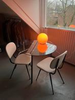 Moderne Eettafel Set - Glas & Zwart Frame + 2 Stoelen, Antiek en Kunst, Antiek | Meubels | Stoelen en Banken, Ophalen