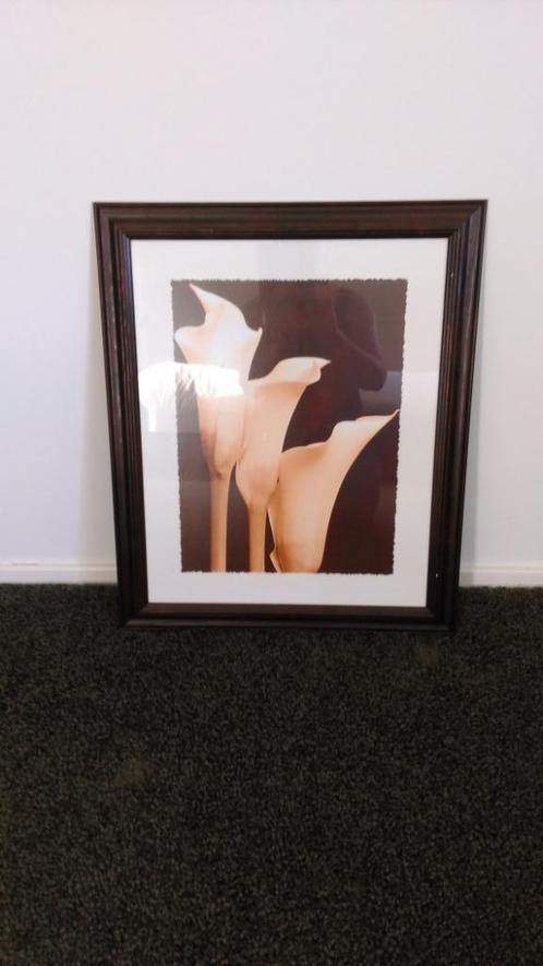 Schilderij/print incl lijst 3 luik Aronskelk, Huis en Inrichting, Woonaccessoires | Schilderijen, Tekeningen en Foto's, Zo goed als nieuw