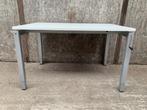 Compact slinger verstelbaar bureau 120x80cm - Wit/Alu, Ophalen of Verzenden, Gebruikt