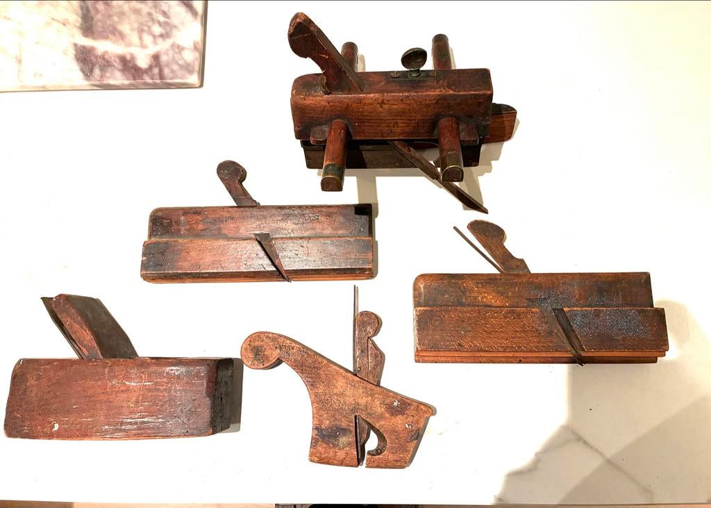 Antieke Houten Schaafjes - Set van 5, Antiek en Kunst, Ophalen of Verzenden