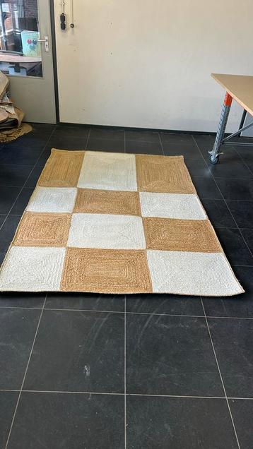 Jute vloerkleed vakken - 160x230cm - wit/naturel - rechthoek beschikbaar voor biedingen