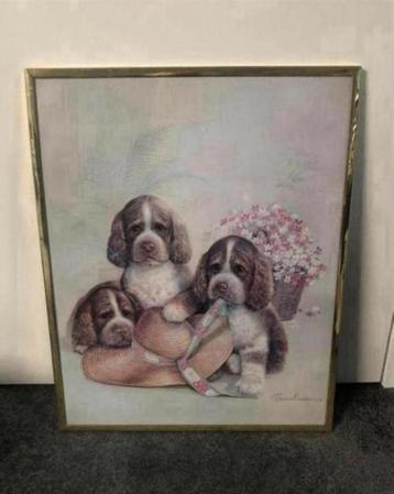 Schilderij met hondjes 50x40cm beschikbaar voor biedingen