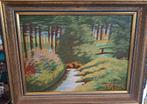 Prachtig schilderij gesigneerd kleur landschap Natys lijst, Ophalen of Verzenden
