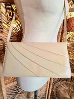 YV6183: Vintage 70s / 80s Clutch and Shoulder Bag Tas, Ophalen of Verzenden, Gebruikt, Beige, Avondtasje