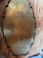 Antieke Messing of bronzen Schaal met Chinese Gravures, Antiek en Kunst, Ophalen of Verzenden