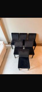6 zwart fluwelen stoelen , stijl Piet Boon ., Huis en Inrichting, Ophalen, Modern , tijdloos , design, Zwart, Zo goed als nieuw