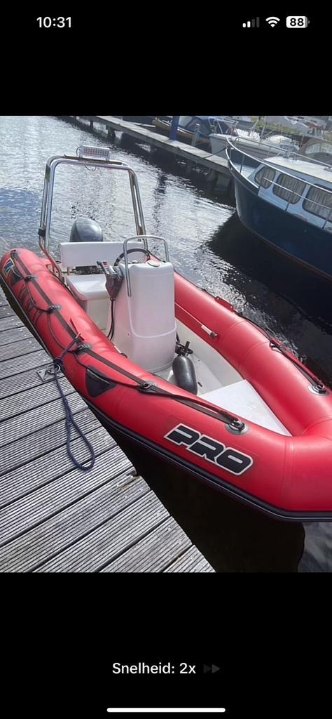 Zodiac Pro 420 met 30 Pk Yamaha 4 takt,MET KANTEL TRAILER!, Watersport en Boten, Rubberboten, Gebruikt, Zodiac, Overige materialen