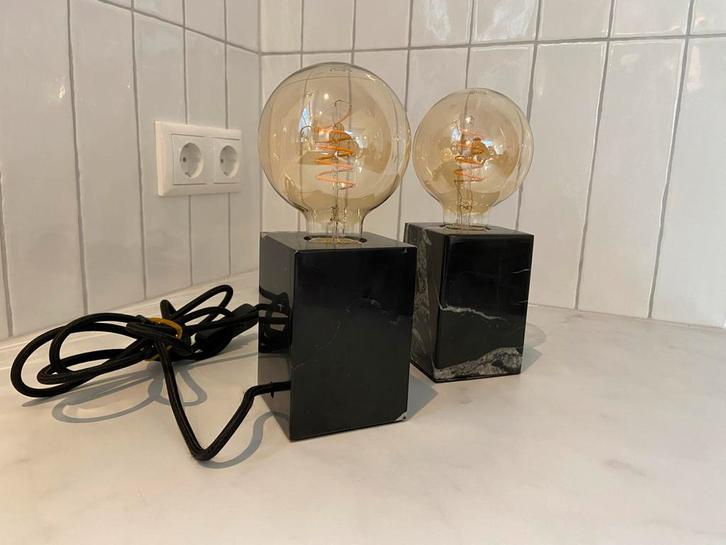 Sfeervolle Marmer Lampjes met Gloeidraad, Huis en Inrichting, Lampen | Vloerlampen, Zo goed als nieuw, Minder dan 100 cm, Glas