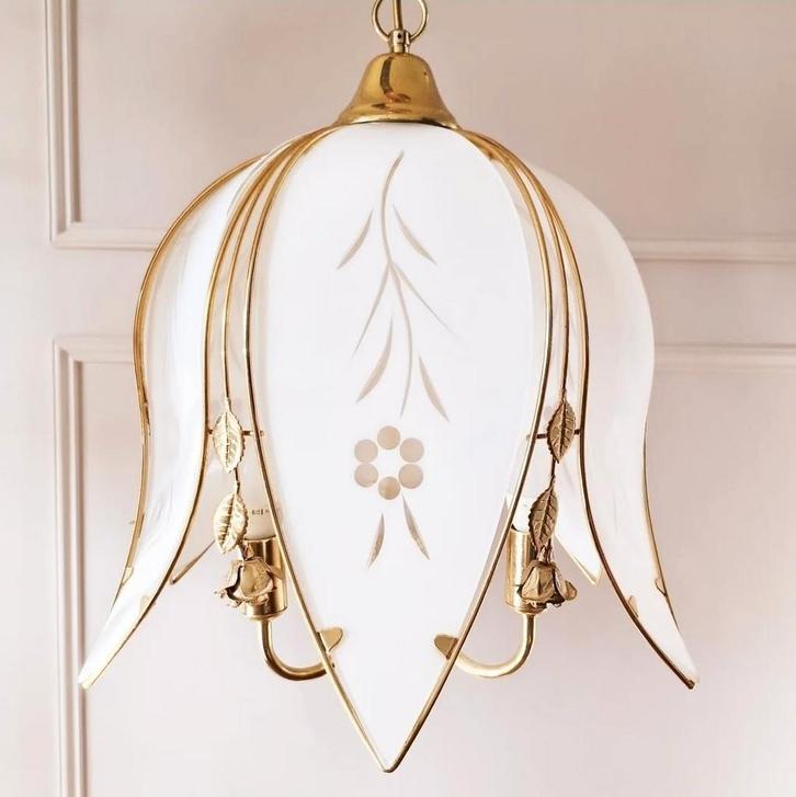 Tulpen hanglamp, Huis en Inrichting, Lampen | Hanglampen, Zo goed als nieuw, Minder dan 50 cm, Ophalen of Verzenden