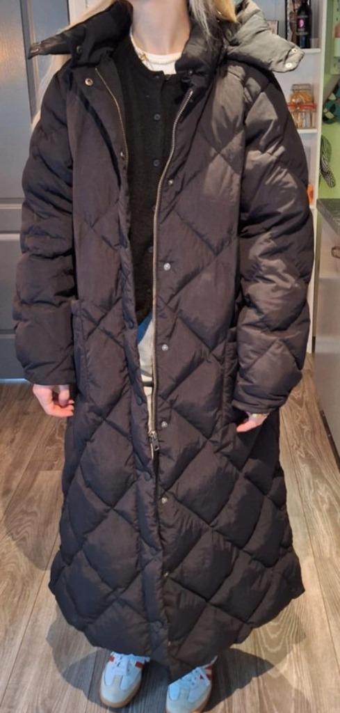 lange winterjas, zwart maat 34, Kleding | Dames, Jassen | Winter, Zo goed als nieuw, Maat 34 (XS) of kleiner, Zwart, Verzenden