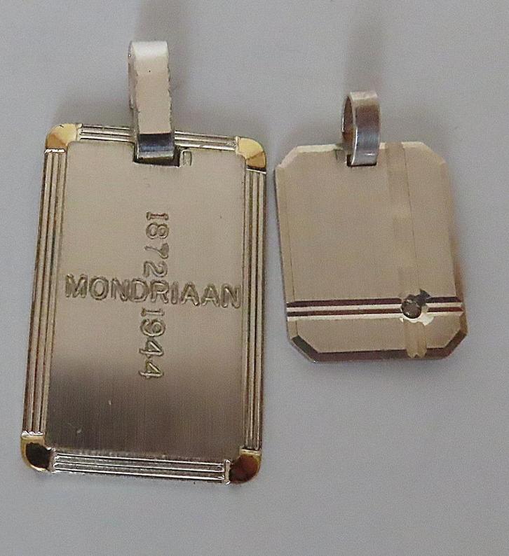 Uit inboedel: 2 zilveren hangers , gelimiteerd Mondriaan JPC, Sieraden, Tassen en Uiterlijk, Kettinghangers, Zo goed als nieuw