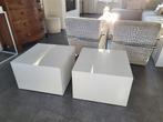 Twee salontafels kubusvorm wit hoogglans 60x60, Huis en Inrichting, Tafels | Salontafels, Ophalen, Gebruikt, 50 tot 100 cm, Vierkant