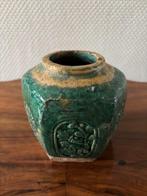 Antieke Chinese groen geglazuurde Shiwan gemberpot., Ophalen of Verzenden