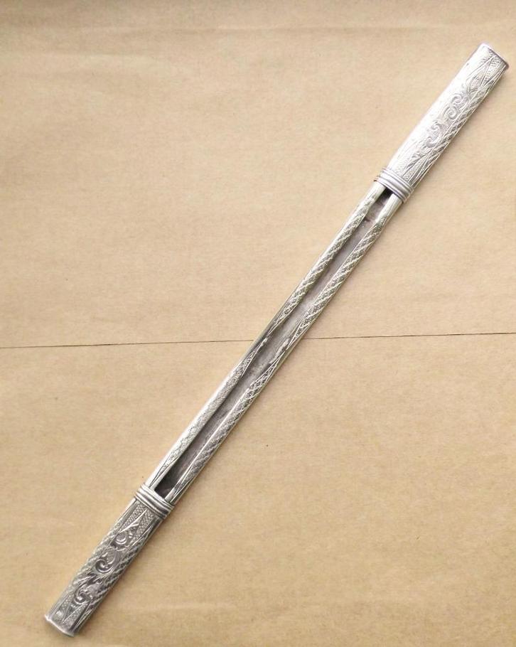 Antieke zilveren breipenhouder., Antiek en Kunst, Antiek | Goud en Zilver, Zilver, Ophalen of Verzenden