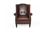 Oorfauteuil schapenleer, Huis en Inrichting, Ophalen, Gebruikt, 75 tot 100 cm, Engels
