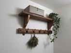 Landelijk rustieke houten kapstok, Ophalen of Verzenden, Hout, Wandkapstok, Minder dan 100 cm