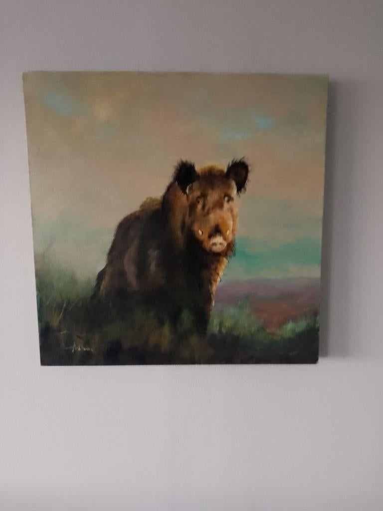 Schilderij wild zwijn, Ophalen