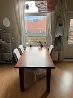 Donkerbruine houten eettafel, Huis en Inrichting, Tafels | Eettafels, Ophalen, Gebruikt, Eikenhout, 50 tot 100 cm