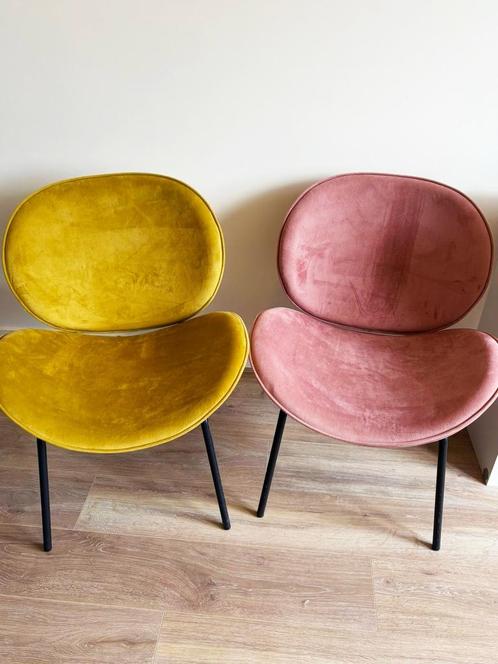 2x Sissy-Boy Velvet Armchairs - Dusty Pink & Lime Green, Huis en Inrichting, Fauteuils, Zo goed als nieuw, Metaal, Stof, Minder dan 50 cm