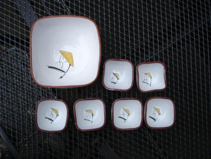 Retro / vintage pinda-setje /pinda-stel / pindaschaaltje, Verzamelen, Retro, Huis en Inrichting, Ophalen of Verzenden