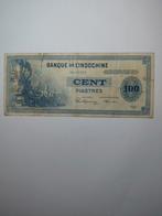 Indochine 100 Piastres 1945 - Zeldzaam Biljet, Ophalen of Verzenden, Los biljet