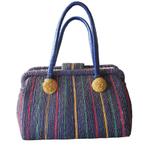 Retro vintage handtas raffia paars blauw geel 2705, Ophalen of Verzenden, Witgoed