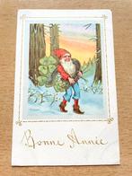 Kabouter, klavertjes, hoefijzer goud opdruk, Verzamelen, Ophalen of Verzenden, 1940 tot 1960, Gelopen, Feest(dag)