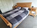 Teakhouten bed + nachtkastjes, Huis en Inrichting, Slaapkamer | Bedden, Ophalen, Tweepersoons, Zo goed als nieuw, 180 cm