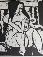 Karl Schmidt-Rotluff Houtsnede prent naakt erotiek, Antiek en Kunst, Kunst | Etsen en Gravures, Ophalen of Verzenden