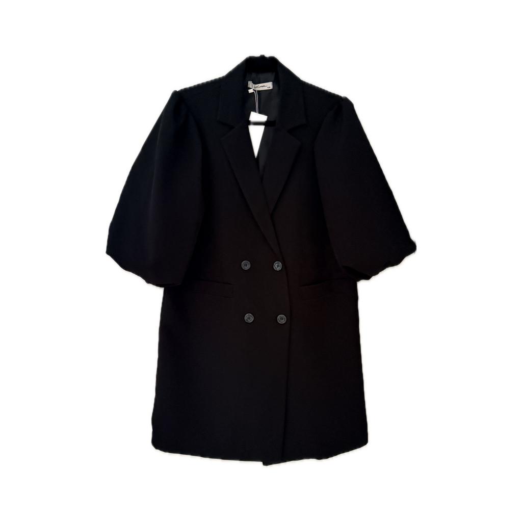Ambika | Blazerdress zwart met pofmouwen | Maat S/M, Ophalen of Verzenden, Nieuw, Zwart
